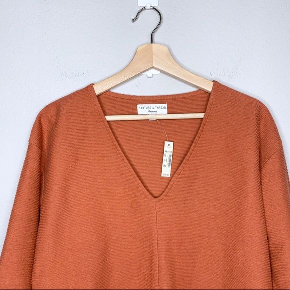 MADEWELL burnt orange long sleeve tie front top - Picture 3 of 8